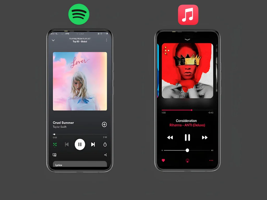 Spotify vs Apple Music-ui